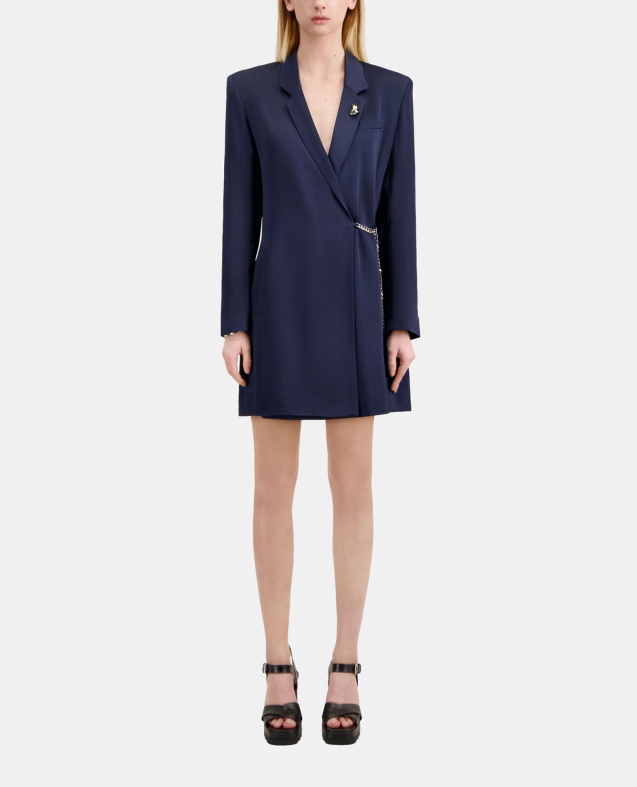 Short navy blue dress with chain, NAVY, hi-res image number null