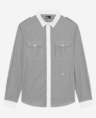 The Kooples HOMME BLACK WHITE chemise à fines rayures blanche et noire