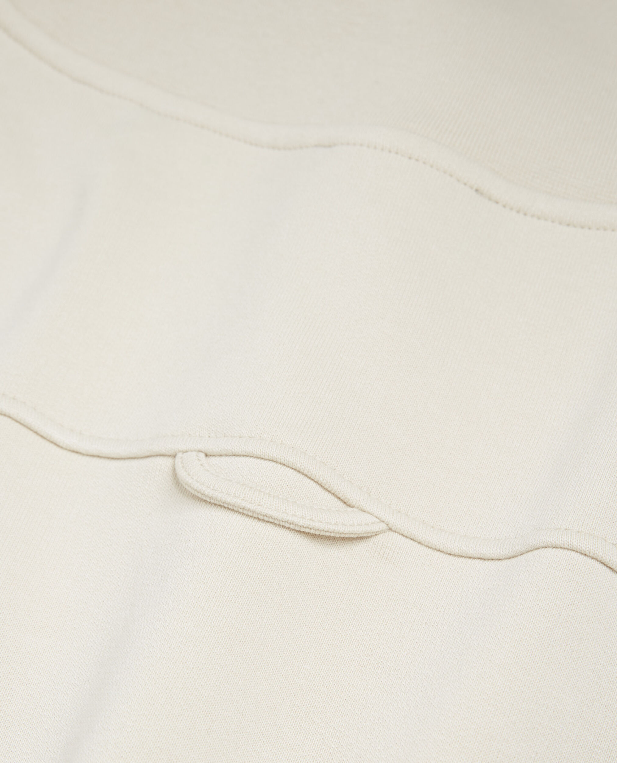 Ecru cotton sweatshirt with zipped roll neck, ECRU, hi-res image number null