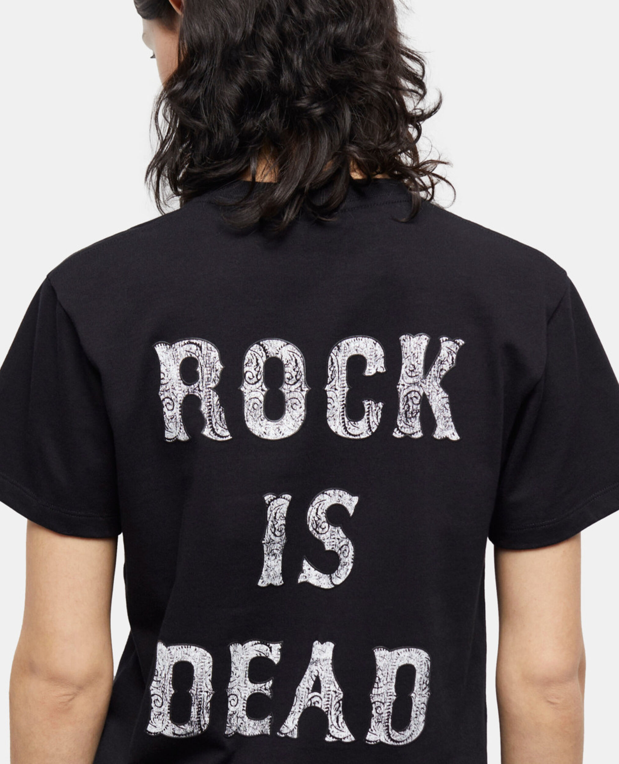 Black screen print T-shirt, BLACK, hi-res image number null