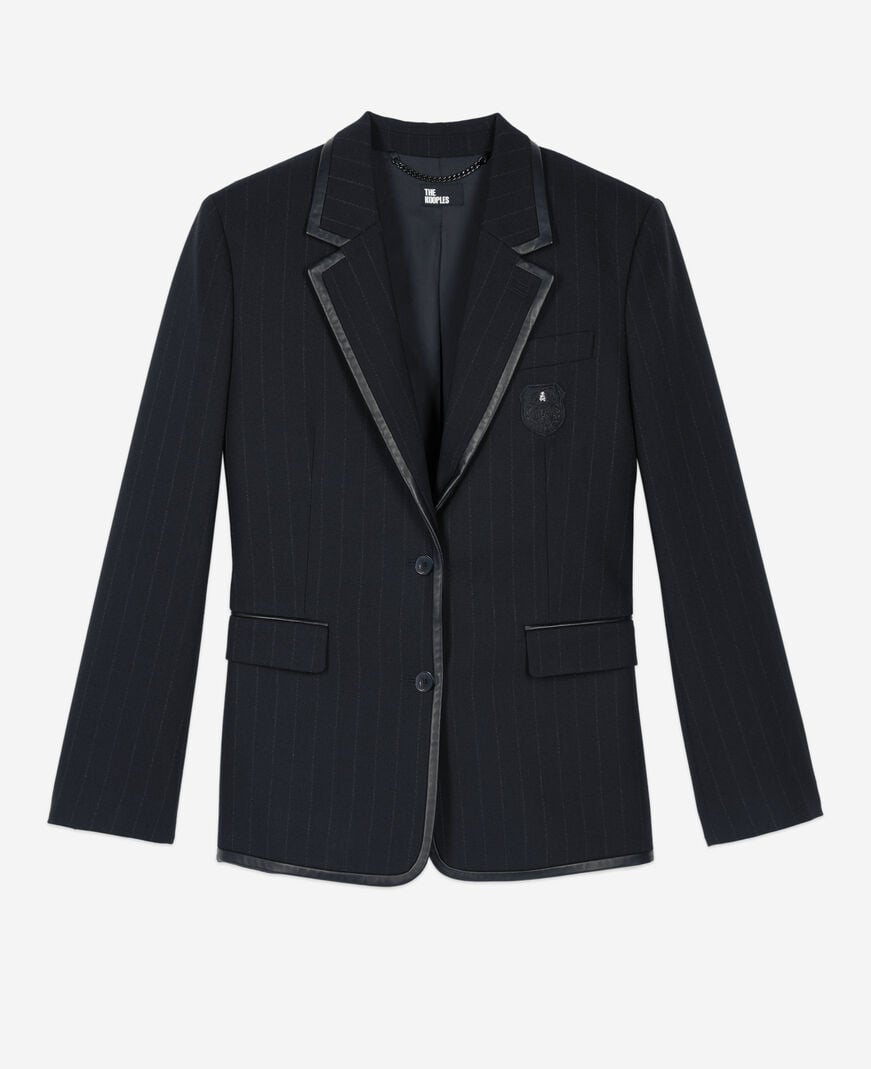The Kooples WOMEN BLACK black striped wool-blend jacket 