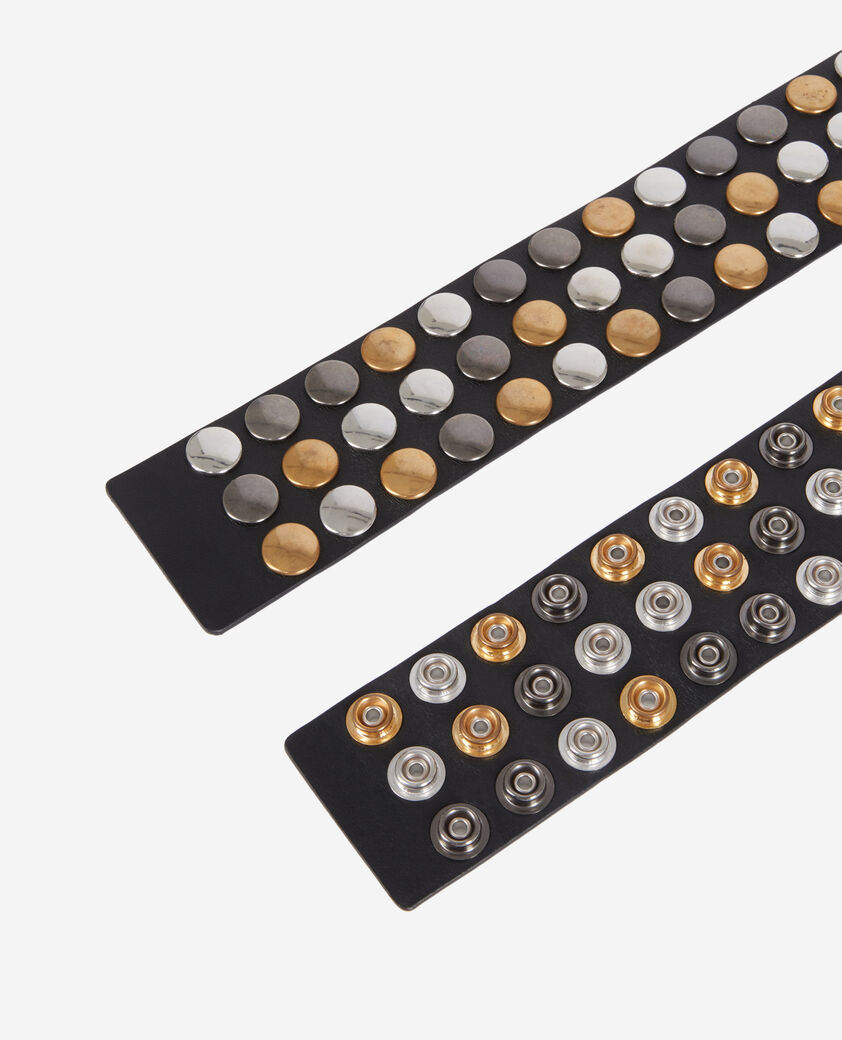 The Kooples WOMEN BLACK wide black leather belt with press studs