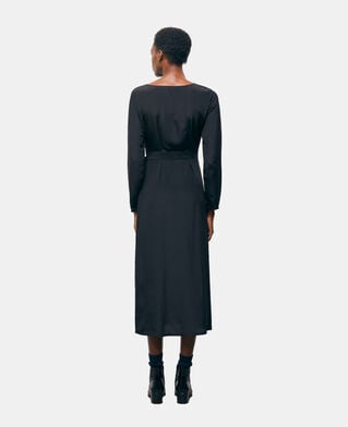 The Kooples FEMME BLACK robe longue en soie noire