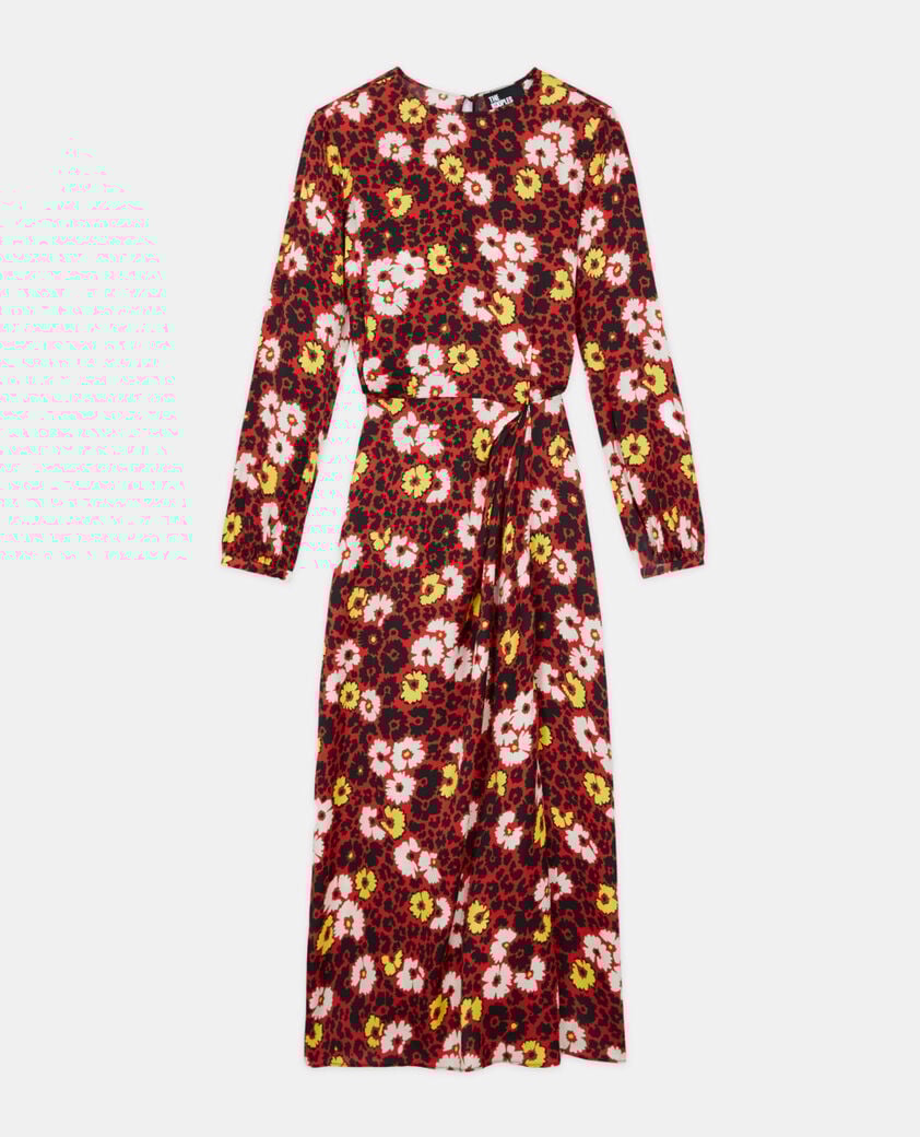 The Kooples WOMEN RED / YELLOW floral print long dress