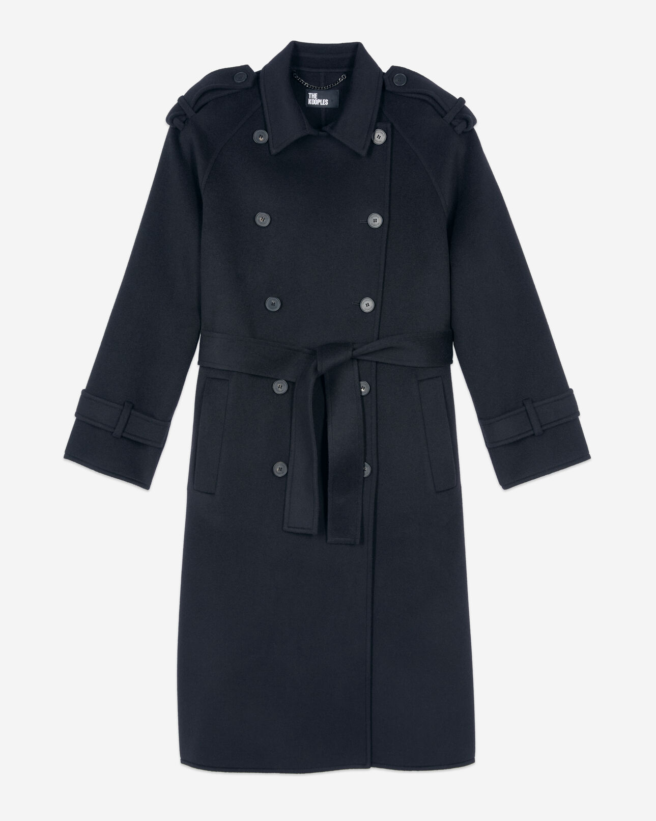The Kooples FEMME BLACK manteau en laine style trench noir