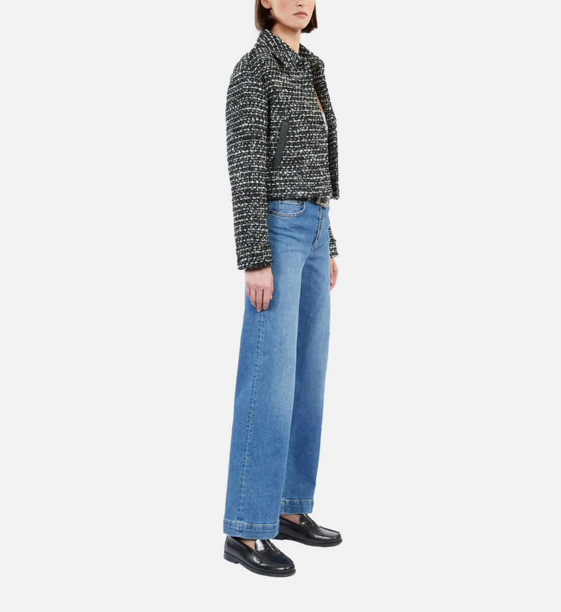 Tweed jacket black trousers top
