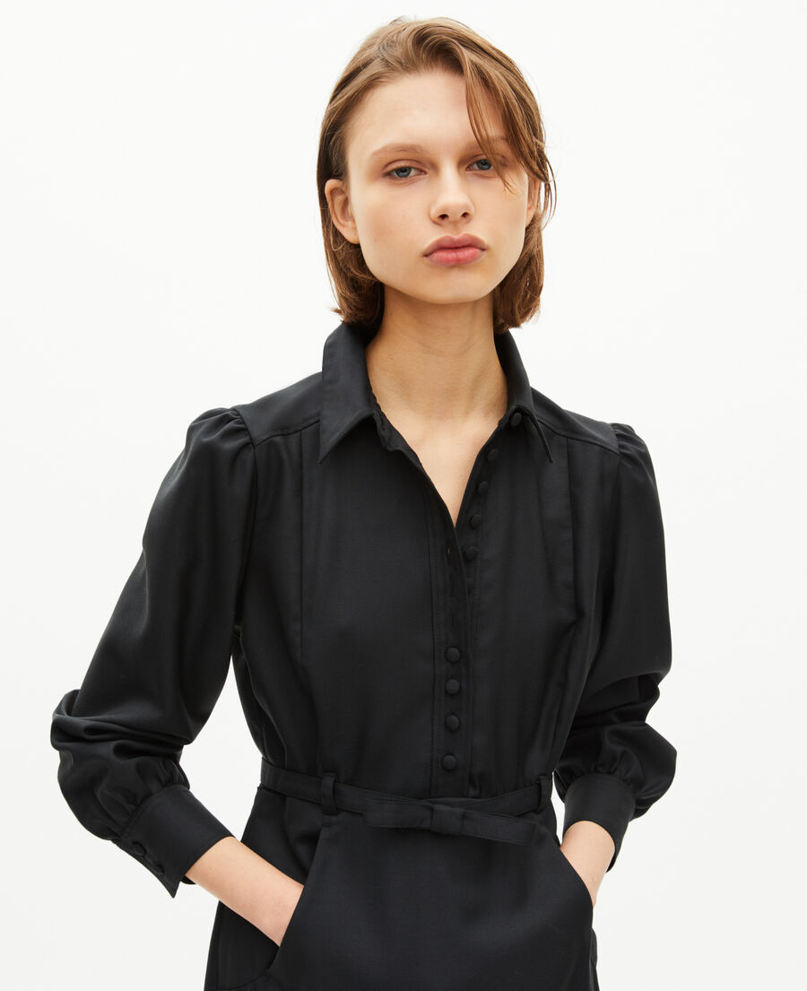 The Kooples WOMEN BLACK short black wool-blend dress