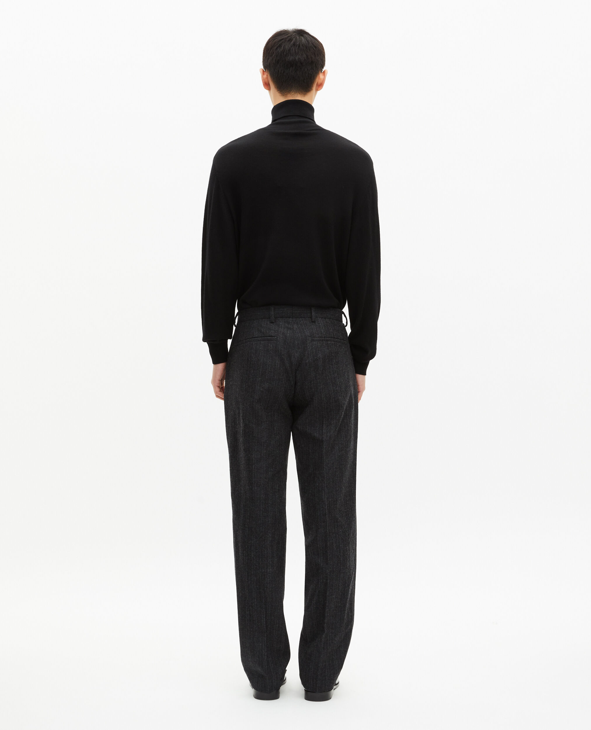 Pantalon de costume droit à fines rayures gris foncé, PEARL GREY, hi-res image number null