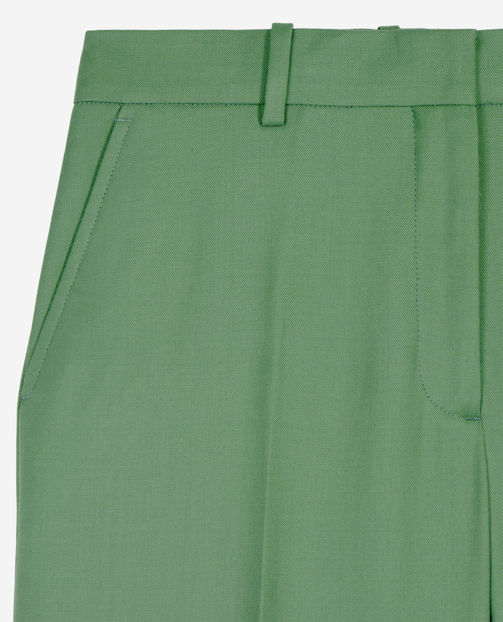 Pantalon tailleur vert en laine, LIGHT KAKI, hi-res image number null