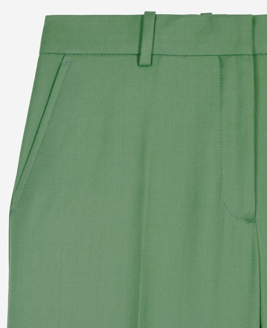 pantalon tailleur vert en laine