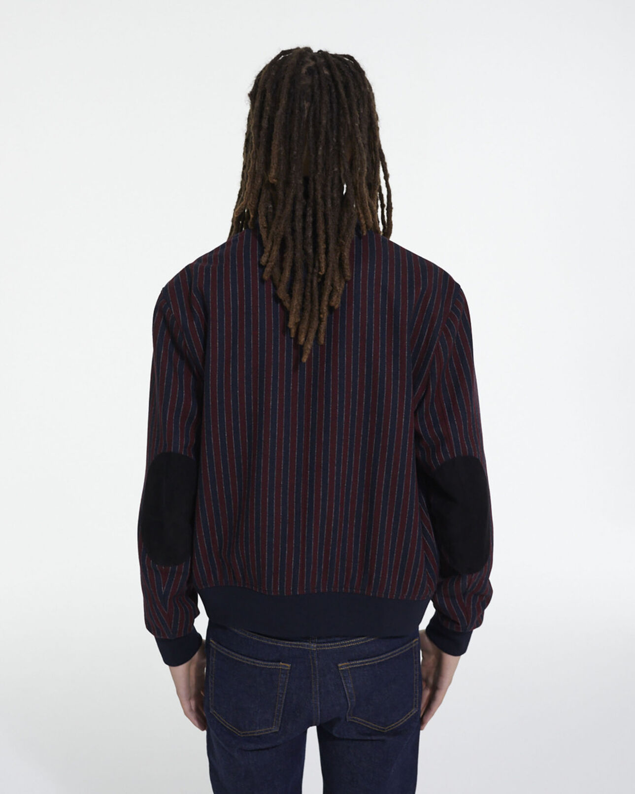 The Kooples HERREN BORDEAUX / NAVY gestreifter blouson