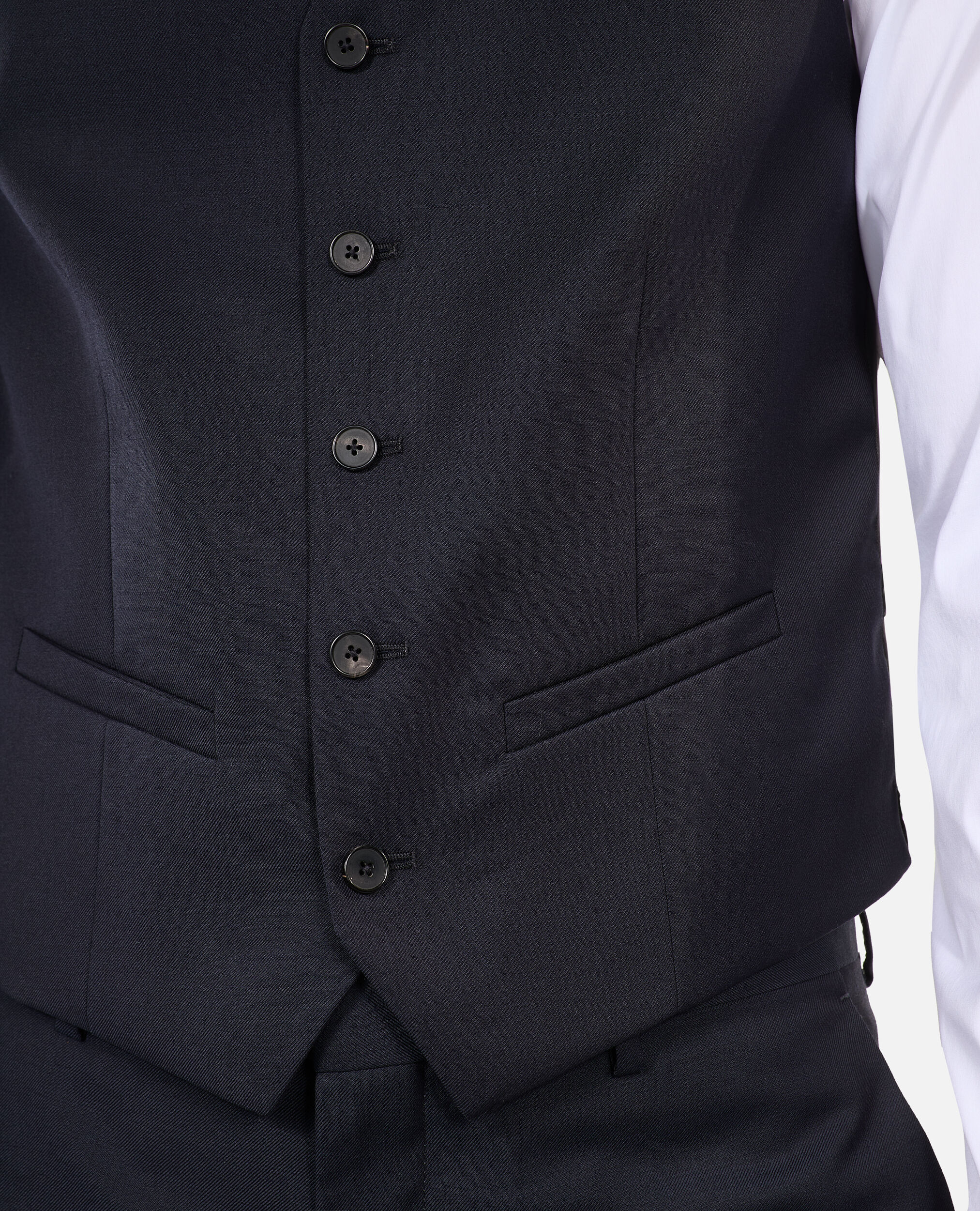 Navy blue wool suit vest tailored cut, DARK NAVY, hi-res image number null