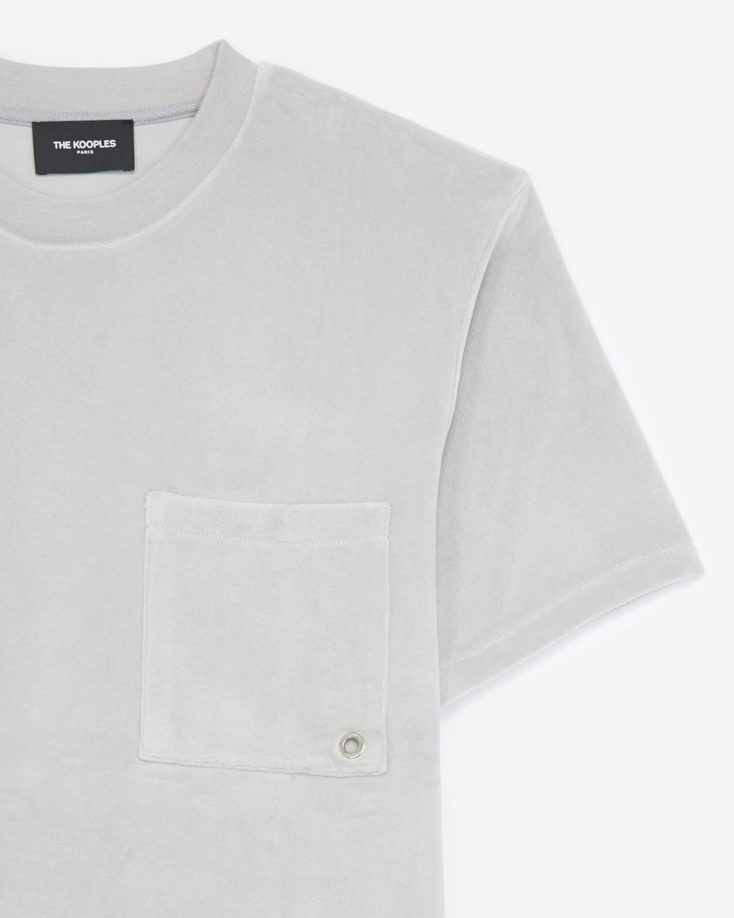 Gray velvet T-shirt with breast pocket, LIGHT GREY, hi-res image number null