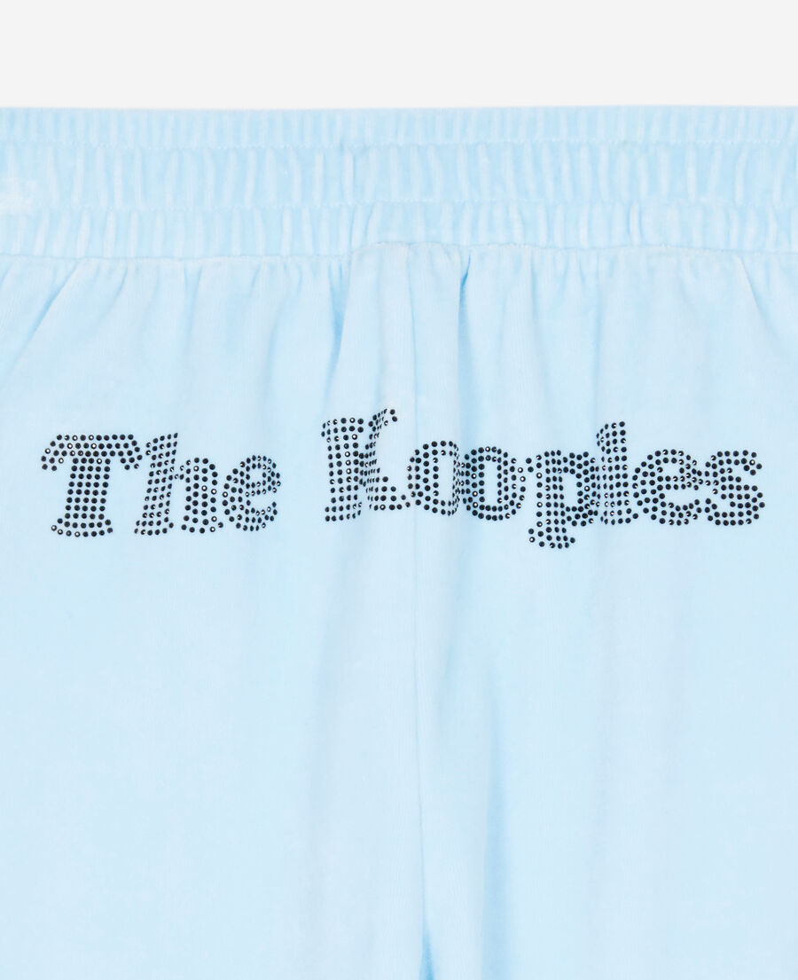 The Kooples WOMEN BABY BLUE light blue velvet jogging bottoms