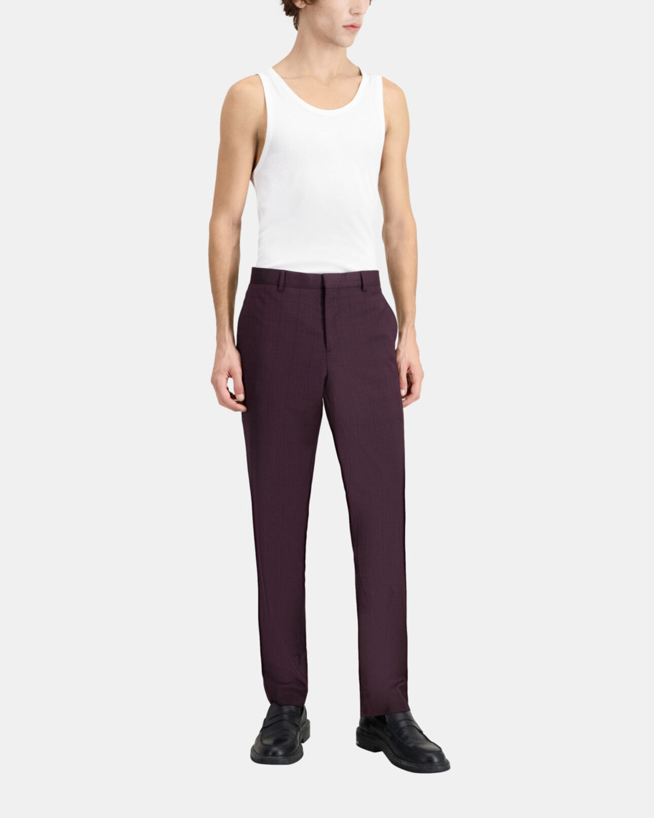 The Kooples MEN BORDEAUX burgundy checked wool suit trousers