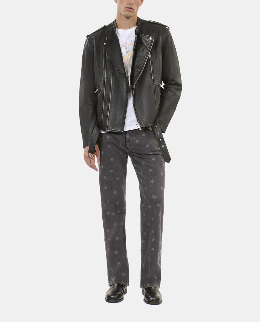 The Kooples HOMME BLACK blouson biker en cuir noir