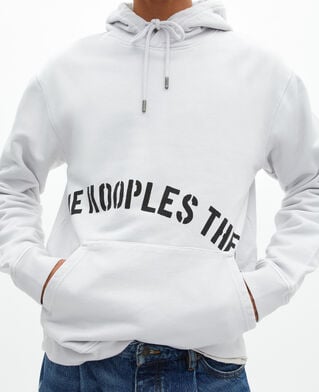 The Kooples MEN LIGHT GREY hooded sweatshirt with grey screen print