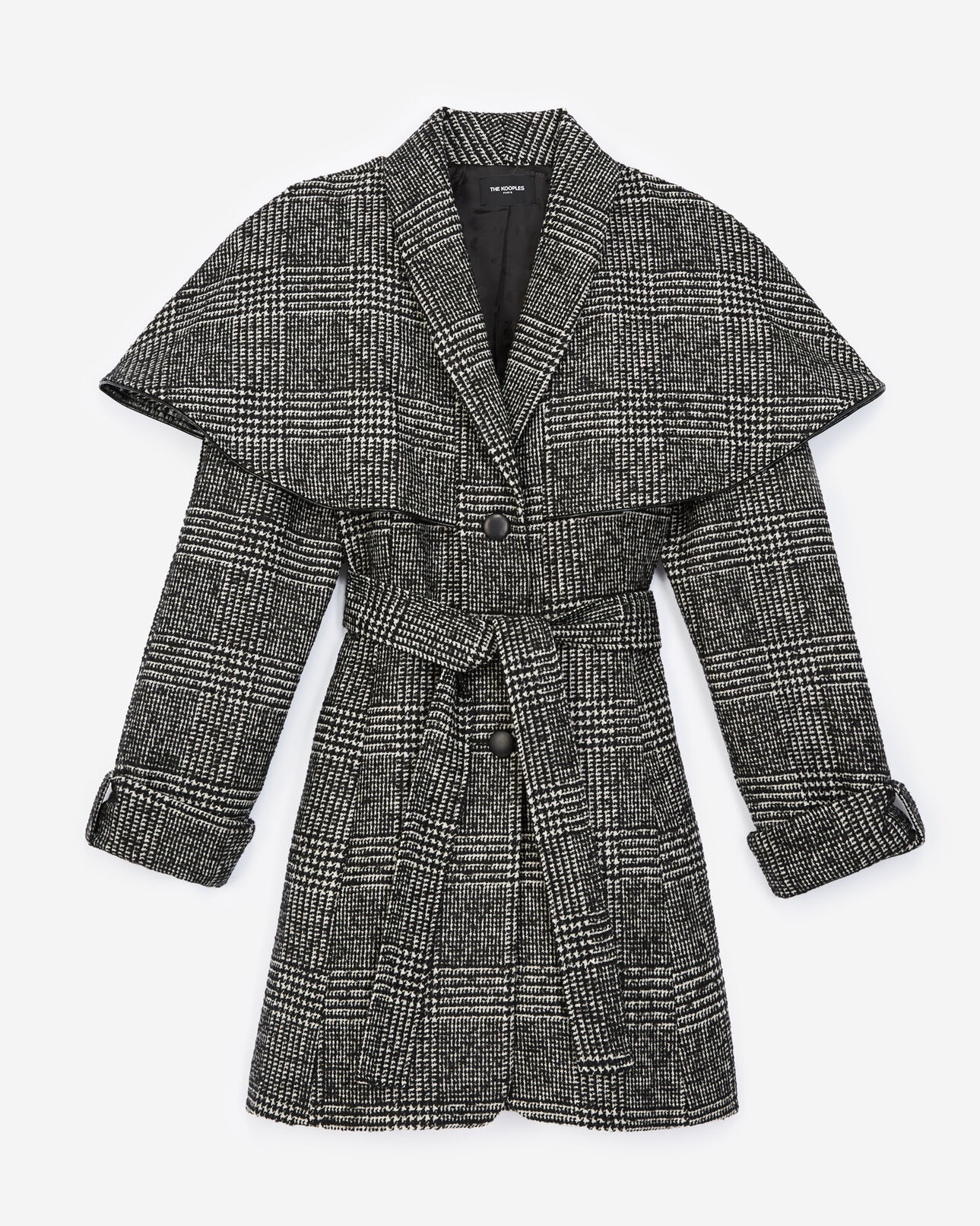 The Kooples FEMME BLACK WHITE manteau laine bicolore façon cape