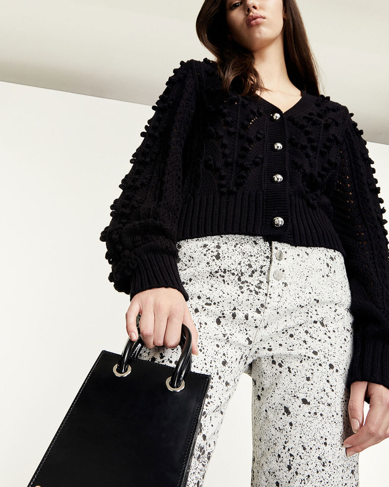 The Kooples WOMEN BLACK crocheted cardigan with buttons