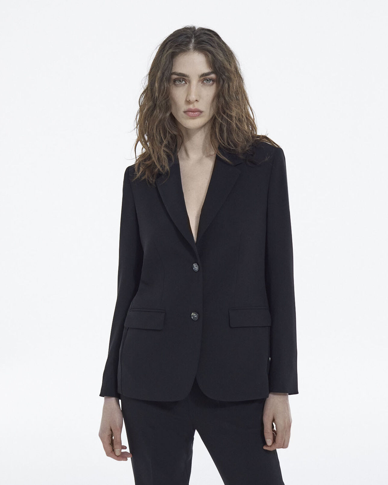 The Kooples FEMME BLACK veste fluide noire à deux boutons