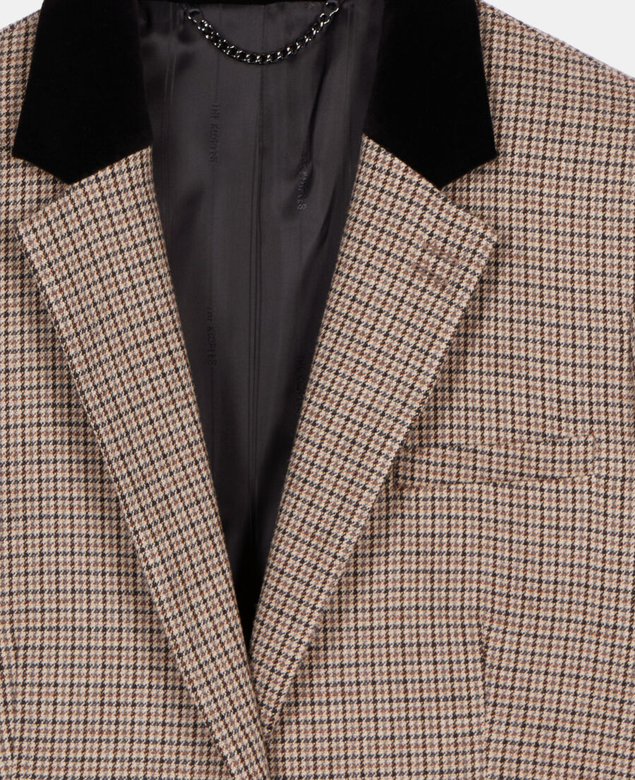The Kooples WOMEN BEIGE-BROWN beige houndstooth suit jacket