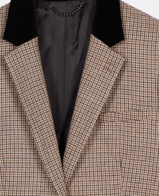 The Kooples WOMEN BEIGE-BROWN beige houndstooth suit jacket