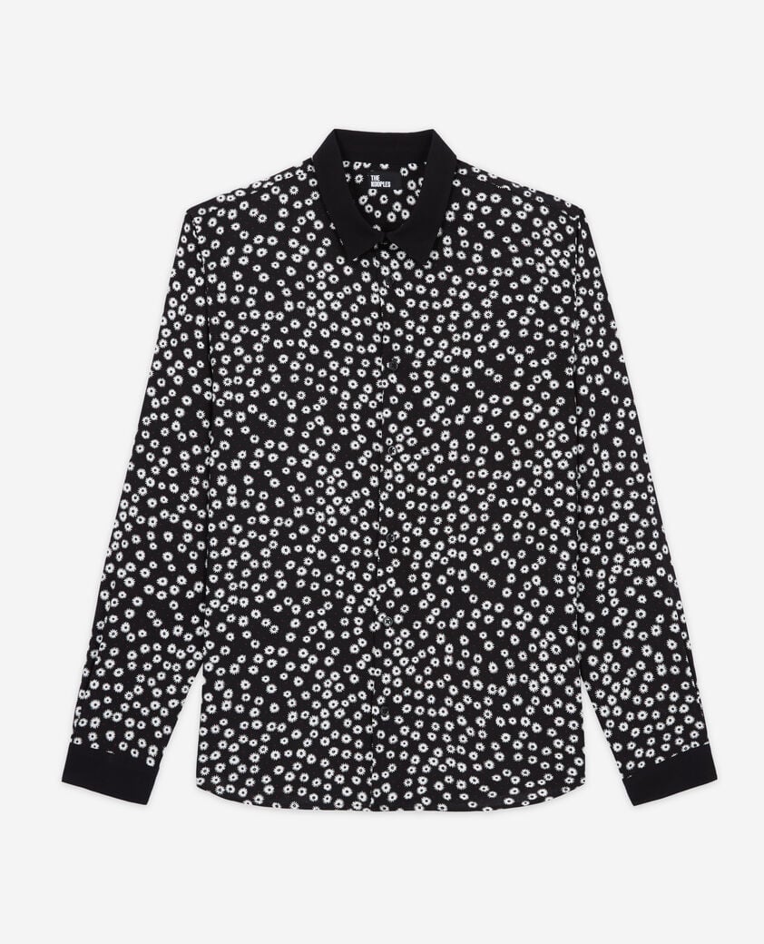 The Kooples HERREN BLACK WHITE hemd mit klassischem kragen und print