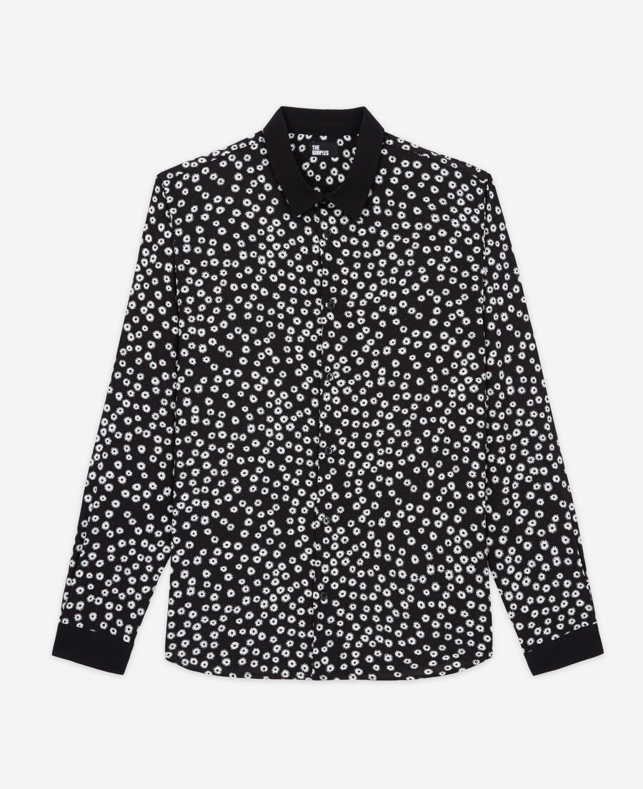 The Kooples HERREN BLACK WHITE hemd mit klassischem kragen und print