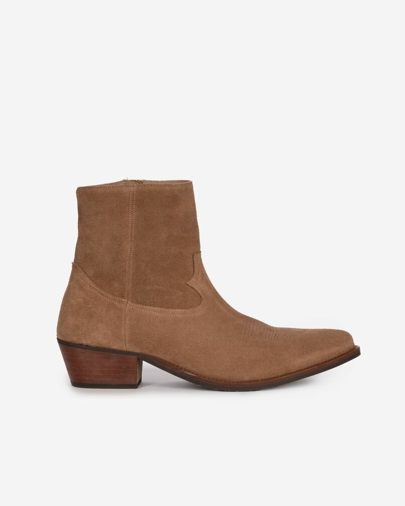 The Kooples MEN BROWN brown leather western-style ankle boots