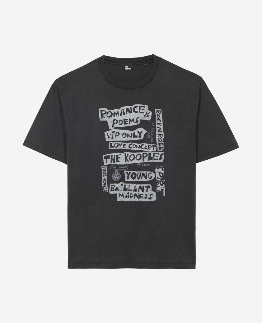 The Kooples MEN BLACK WASHED romance poems t-shirt, black