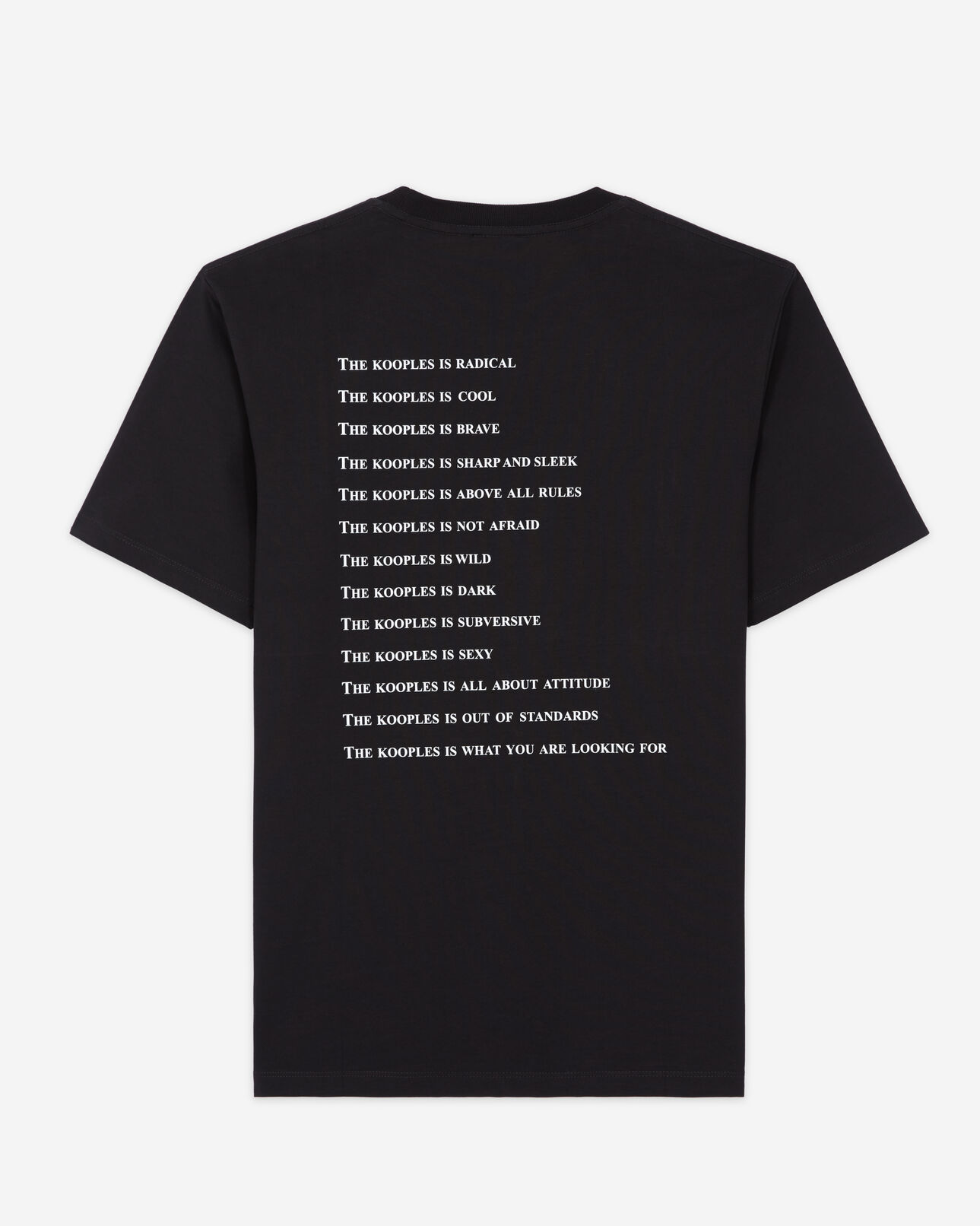 The Kooples HERREN BLACK schwarzes t-shirt herren mit „what is“-strassbesatz