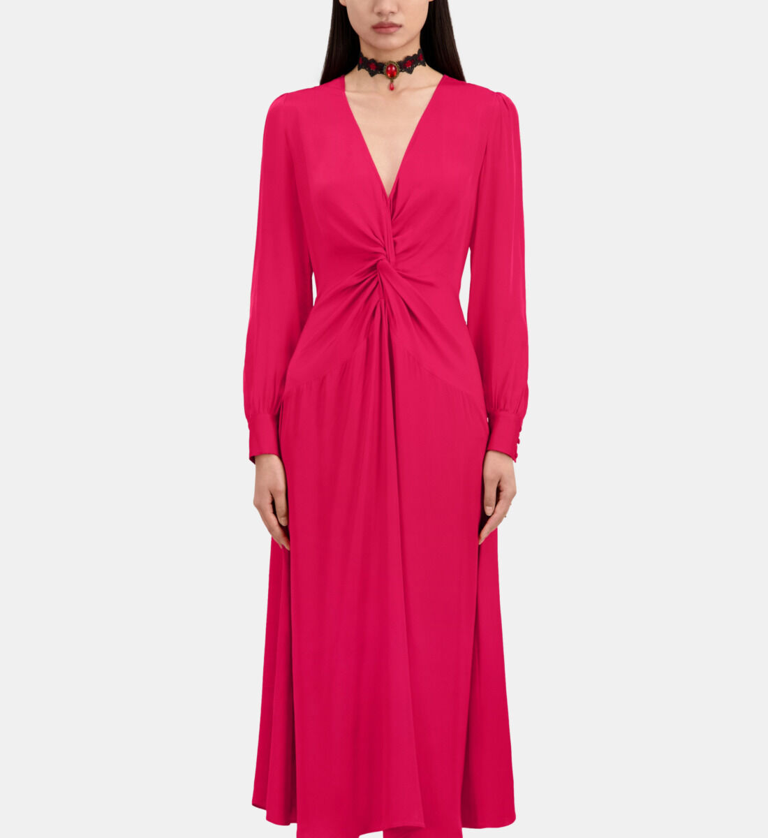 Robe longue rouge avec n ud The Kooples France