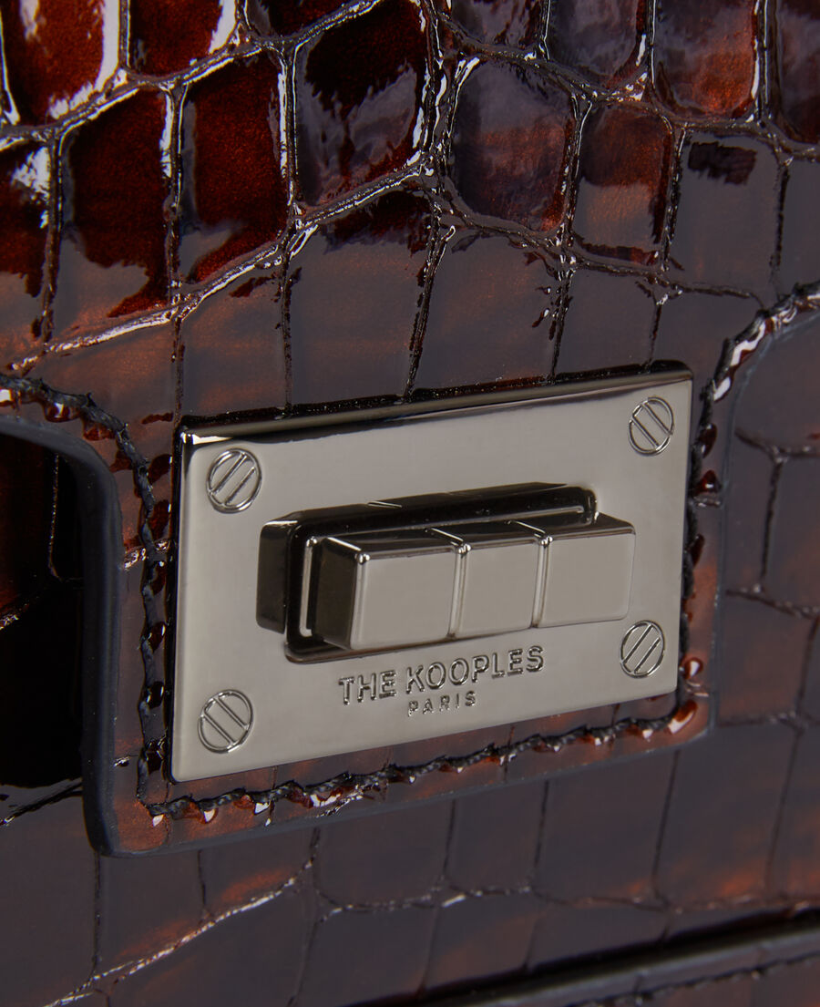 sac emily small en cuir marron effet crocodile