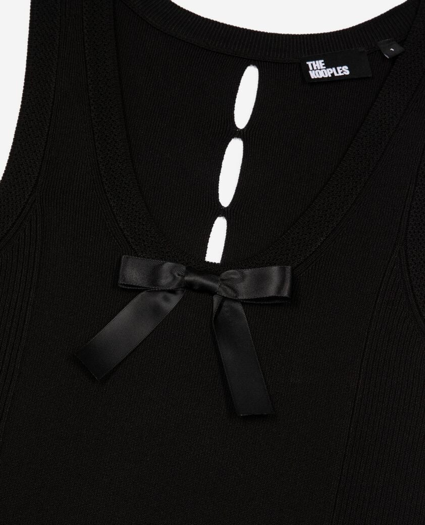 The Kooples DAMEN BLACK langes kleid aus schwarzem strick