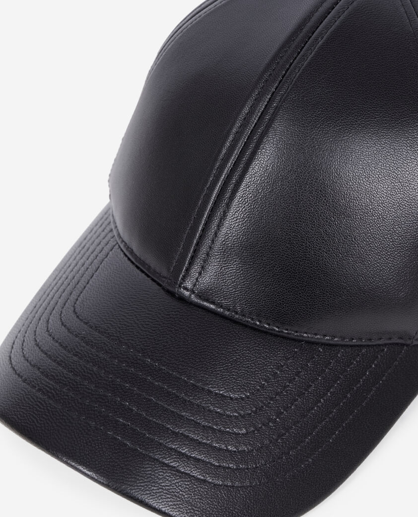 The Kooples MIXTA BLACK gorra piel negra