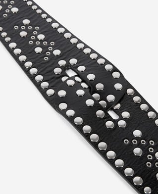 The Kooples WOMEN BLACK wide studded black leather belt