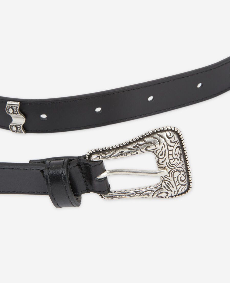 The Kooples MIXED BLACK black leather belt