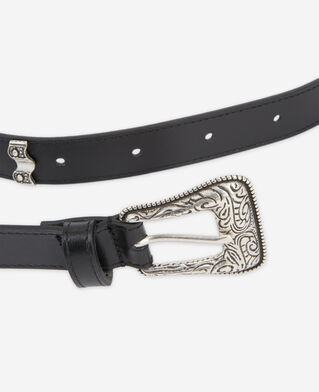 The Kooples MIXED BLACK black leather belt