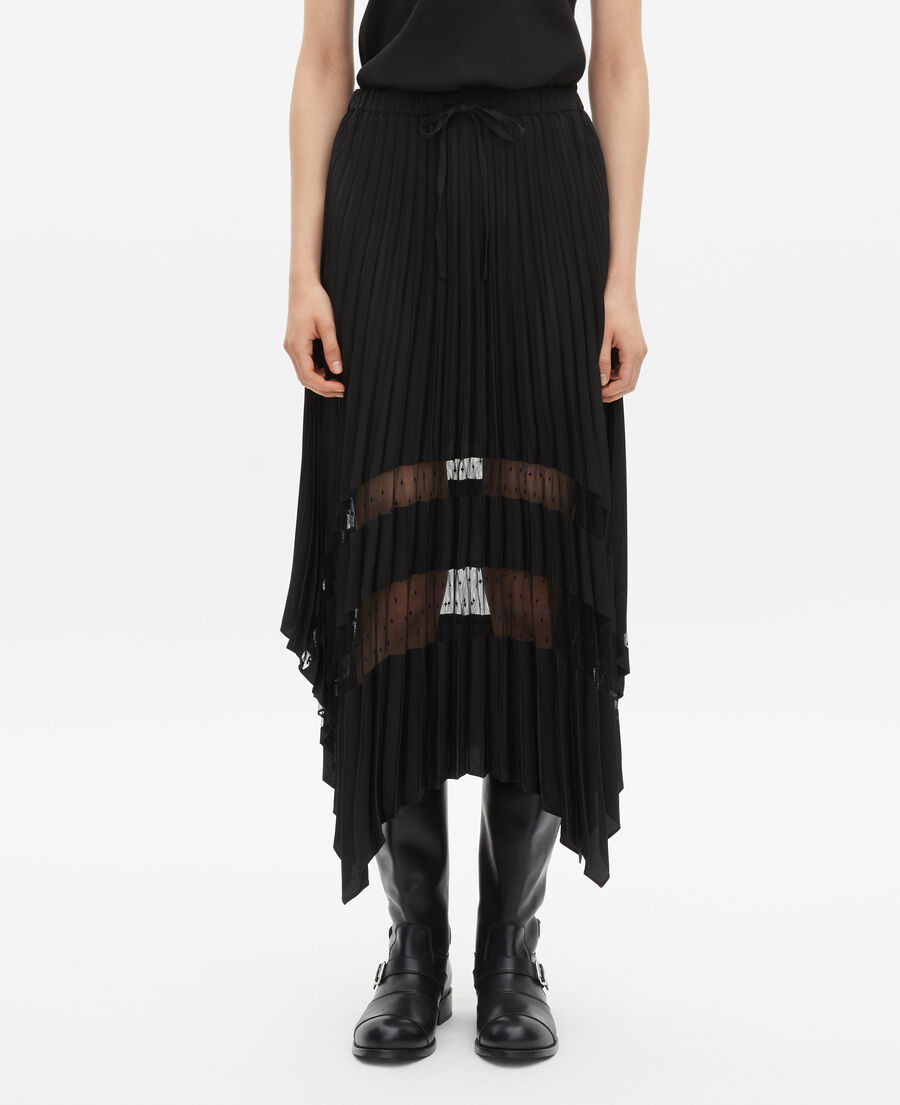 The Kooples WOMEN BLACK long black pleated skirt