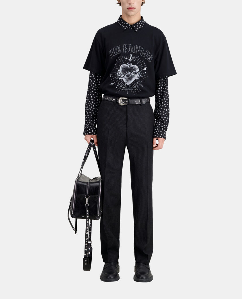 The Kooples MEN BLACK-ECRU black striped suit trousers