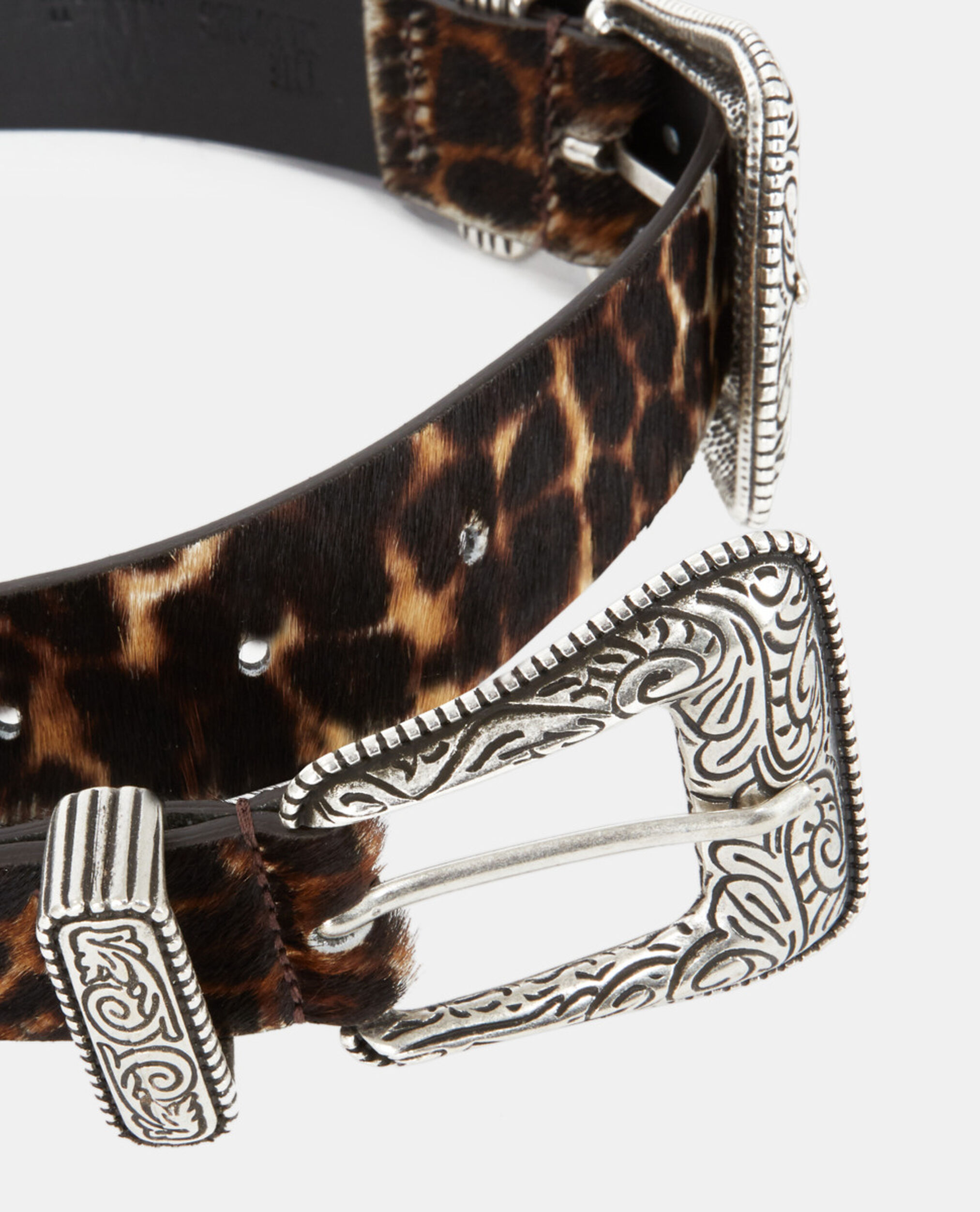 Leopard print leather belt, LEOPARD, hi-res image number null
