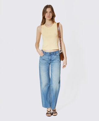 The Kooples DAMEN LIGHT YELLOW tanktop aus baumwolle mit gelbem wappen