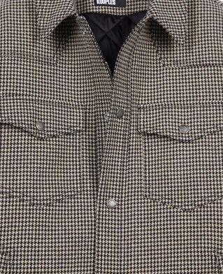 The Kooples HOMME BROWN blouson style surchemise pied de poule marron et écru
