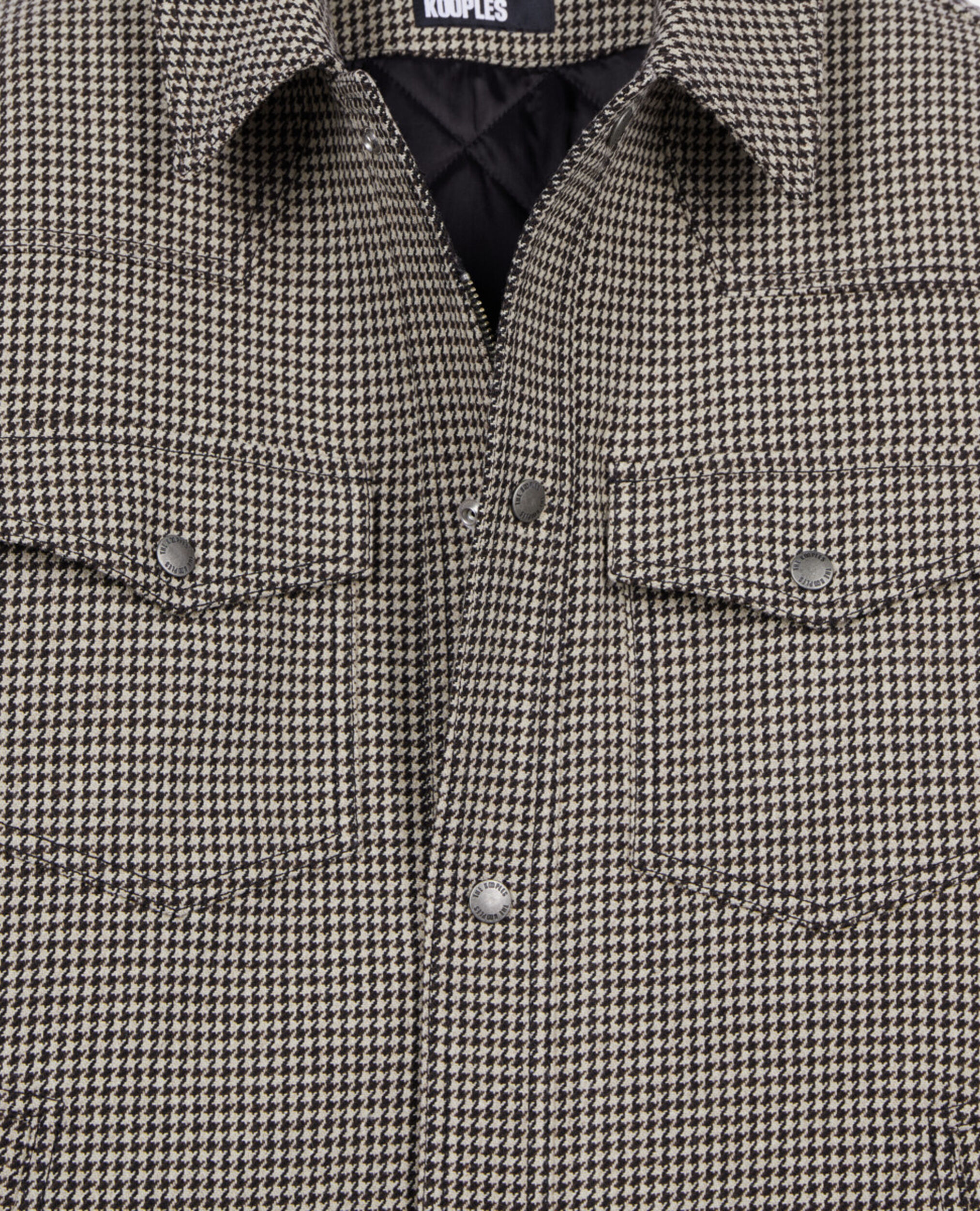 Blouson style surchemise pied de poule marron et écru, BROWN, hi-res image number null