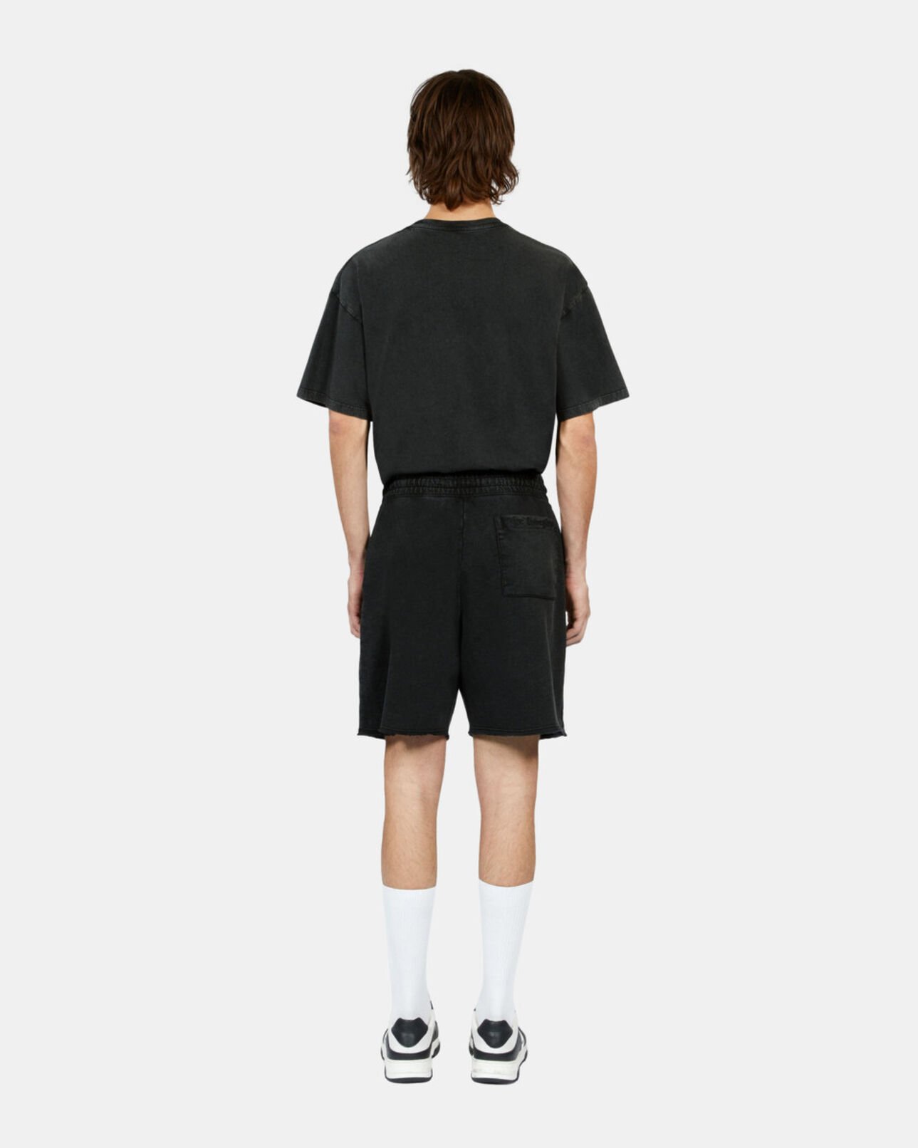 The Kooples MEN BLACK WASHED black cotton shorts