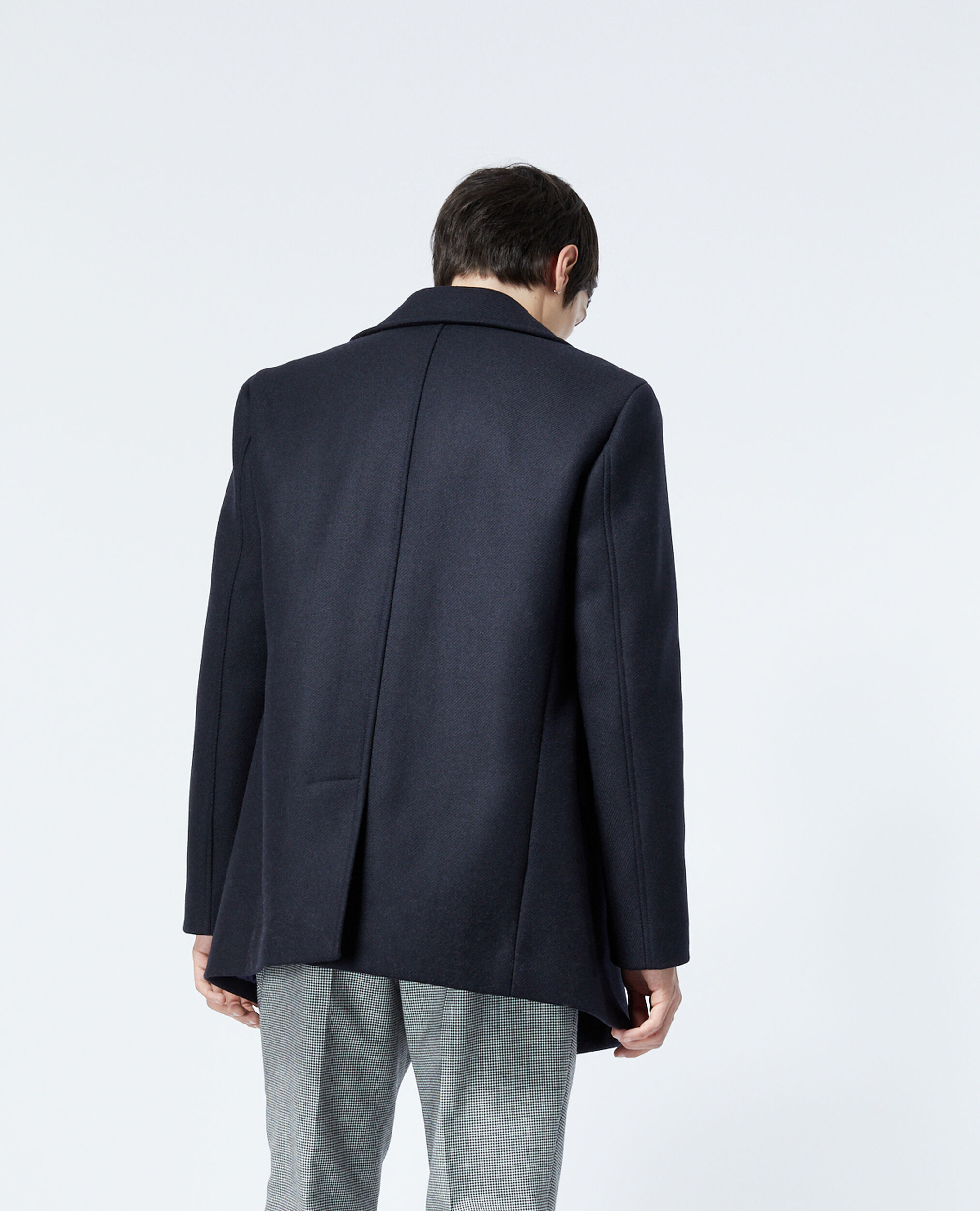 Navy blue wool pea coat with black buttons The Kooples