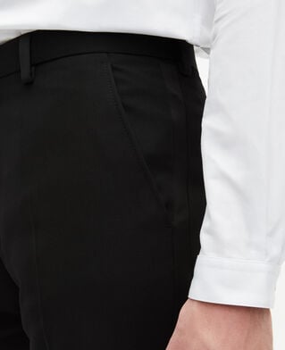 The Kooples HOMME BLACK pantalon de smoking avec d&eacute;tails en satin droit noir