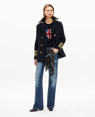 The Kooples F NAVY officer's pea jacket in navy wool