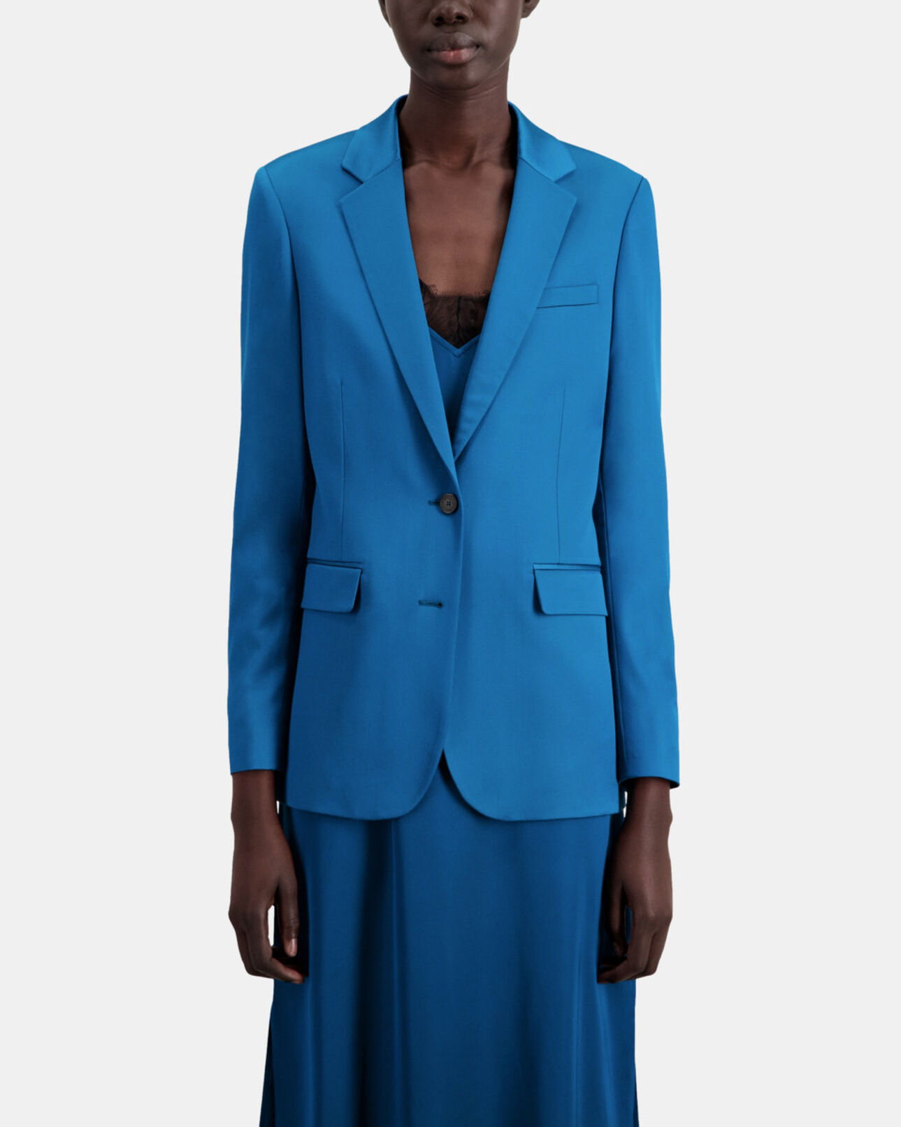 The Kooples WOMEN DEEP BLUE blue satin suit blazer