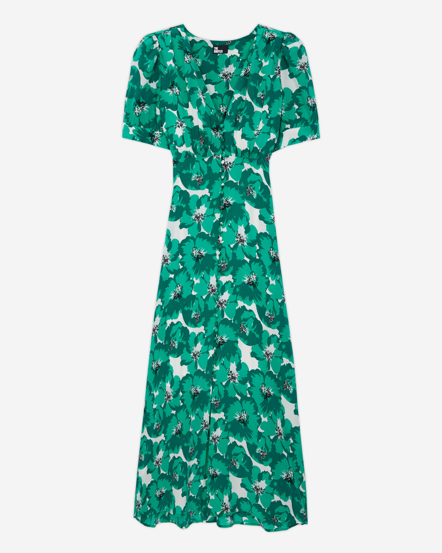 Robe longue imprimée avec boutonnage, GREEN, hi-res image number null